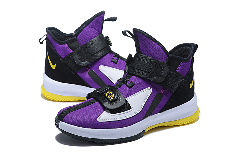 2020 Nike LeBron James Soldier 13 Purple Yellow Black White - Click Image to Close